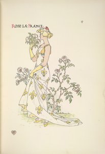 Rosa La França. Uma jovem cheirando um buquê de flores 作： Walter Crane