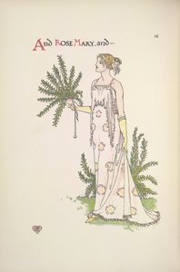 ローズマリー。 植物を保持している若い女性 作： Walter Crane