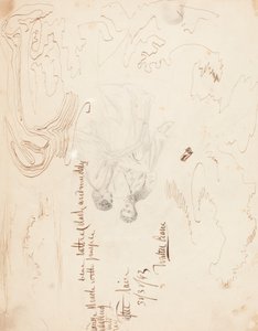 雲の研究で座っているカップルのスケッチ [裏面] 作： Walter Crane