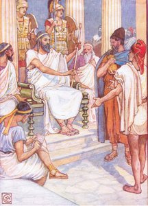 アテネの賢い弁護士ソロン、ギリシャの物語、1930年代のイラスト 作： Walter Crane