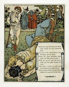 巨人が首を折る」、The Blue Beard Picture Book, pub.1879年（カラーリトグラフ 作： Walter Crane