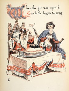 パイが開いたとき、鳥がさえずり始めました。 作： Walter Crane