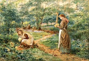 野の花を摘む少女たち 作： Walter Duncan