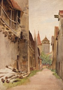 裏通り、ローテンブルク（水彩画） 作： Walter Frederick Roofe Tyndale