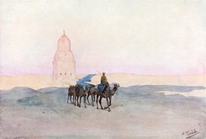 カリフの墓の近く、カイロ（カラーリトグラフ） 作： ウォルター・フレデリック・ルーフン・ティンデール