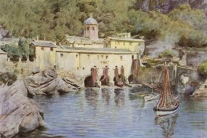 イタリア・ポルトフィーノ「Sフルットゥオーソ」（カラーリトグラフ 作： Walter Frederick Roofe Tyndale