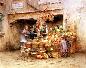 フルーツ屋台（水彩） 作： Walter Frederick Roofe Tyndale