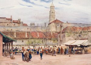 スパラートの市場（カラーリトグラフ） 作： Walter Frederick Roofe Tyndale