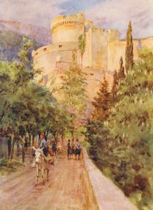 ラグーザ、ミンチェタの塔（カラーリトグラフ） 作： Walter Frederick Roofe Tyndale