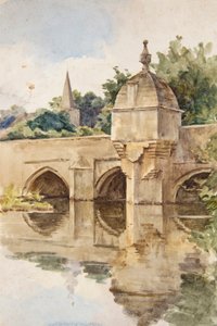 タウン・ブリッジ、ブラッドフォード・オン・エイボン（水彩画） 作： Walter Frederick Roofe Tyndale