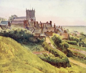 ウェセックス城の斜面からのコーフ（カラーリトグラフ） 作： Walter Frederick Roofe Tyndale