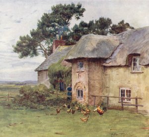 ウェセックスストークのコテージ（カラーリトグラフ） 作： Walter Frederick Roofe Tyndale
