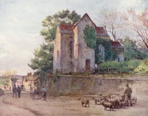 ウェセックスウェアハムのサクソン教会（カラーリトグラフ） 作： Walter Frederick Roofe Tyndale