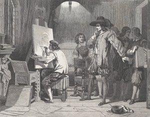 師匠のムリーリョが作業中に発見したセバスチャン・ゴメス（1848年4月29日付『イラストレーションL...』より）。 作： Walter George Mason