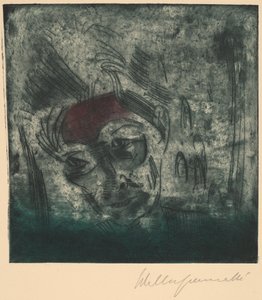 疲れた男の胸像、自画像 疲れた頭、自画像、1922年。 作： Walter Gramatte