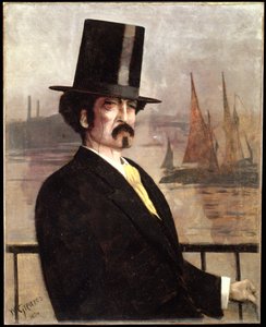 テムズ川に浮かぶホイッスラーの肖像 作： Walter Greaves