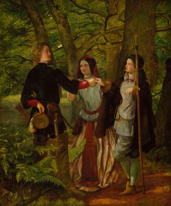 お気に召すまま - 第 4 幕 第 1 場 - ロザリンドが式典でオルランドを指導...、1850 年 作： Walter Howell Deverell