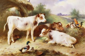 バイアによる子牛と家禽 作： Walter Hunt