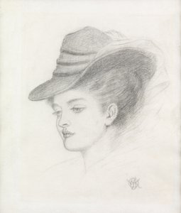 アーティストの妻、エミリー・レンショー（紙に鉛筆） 作： Walter John Knewstub