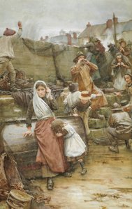 1889年のコーニッシュ漁村の災害シーン