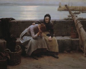 「朝は夕方に着ることはありませんでしたが、いくつかの心は壊れました」 作： Walter Langley