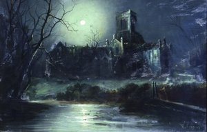 月光によるカークストール修道院（キャンバスに油彩） 作： Walter Linsley Meegan