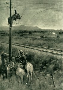 「電信線を切る行為に巻き込まれたボーア人」、1902 作： Walter Paget