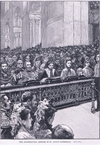 セントポール大聖堂1871 ADの感謝祭サービス 作： Walter Paget