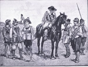 クロムウェリ軍の兵士の種類、1940年頃にWaverley社から出版された『The History of the British People』のイラスト（リトグラフ版
