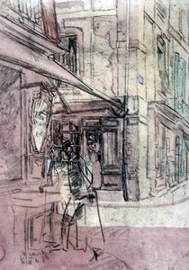 ディエップの店」1907年頃（インク、カラーパステル、水彩、紙） 作： Walter Richard Sickert