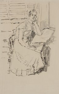 座った人物（紙に木炭入りペン＆インク 作： Walter Richard Sickert