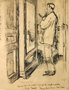 The New Tie, c.1922 （紙にペン、インク、ウォッシュ） 作： Walter Richard Sickert