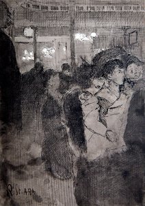 The Old Bedford（ペン、インク、ウォッシュ、ボード） 作： Walter Richard Sickert