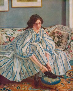 彼女の靴を結ぶこと、c1900 作： Walter Russell