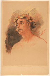 つるの花輪を戴冠した男の胸像 作： Walter Shirlaw