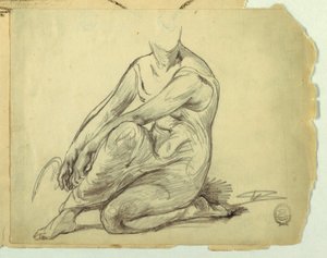 ひざまずく女性 作： Walter Shirlaw