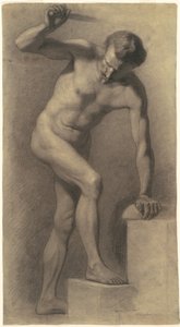 階段の男性ヌード