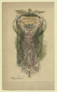 女性の壁画のための研究図面、いいえ。 1 作： Walter Shirlaw