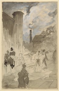 町の広場（イラストの勉強） 作： Walter Shirlaw
