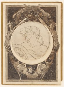 竪琴を持つ女性 作： Walter Shirlaw