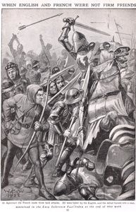 フランス語と英語がアジャンクールで戦ったときのイラスト「ニューネスピクトリアルブックオブナレッジ」、1920年頃 作： Walter Stanley Paget