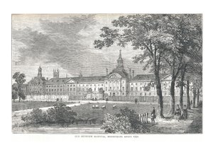オールドベスレム病院。ムーアフィールズ1750年頃、1878年 作： Walter Thornbury