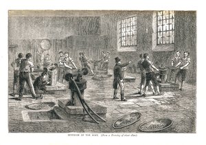 1878年の1800年頃の絵からの造幣局の内部 作： Walter Thornbury