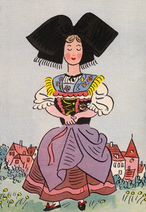 ウォルター・トリアーの狂気の衣装フランス、アルザス（カラーリトグラフ） 作： Walter Trier