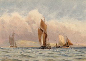 フランス沿岸のブローニュ・ラガー（カラーリトグラフ） 作： Walter William May