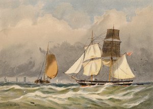 走り回るブリッグ（カラーリトグラフ） 作： Walter William May