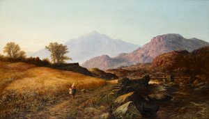 1874年、北ウェールズのLleder川での収穫時期 作： Walter Williams