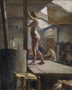 アカデミー・ジュリアンのライフクラス - ウォルター・ハーバート・ウィザーズ（1854-1914）。油彩・キャンバス 作： Walter Withers