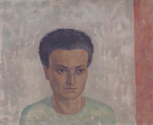 緑のブラウスを着た S. Schönberger 夫人