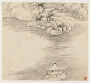 風景のアルバム：葉3、1677年。 作： Wang Gai